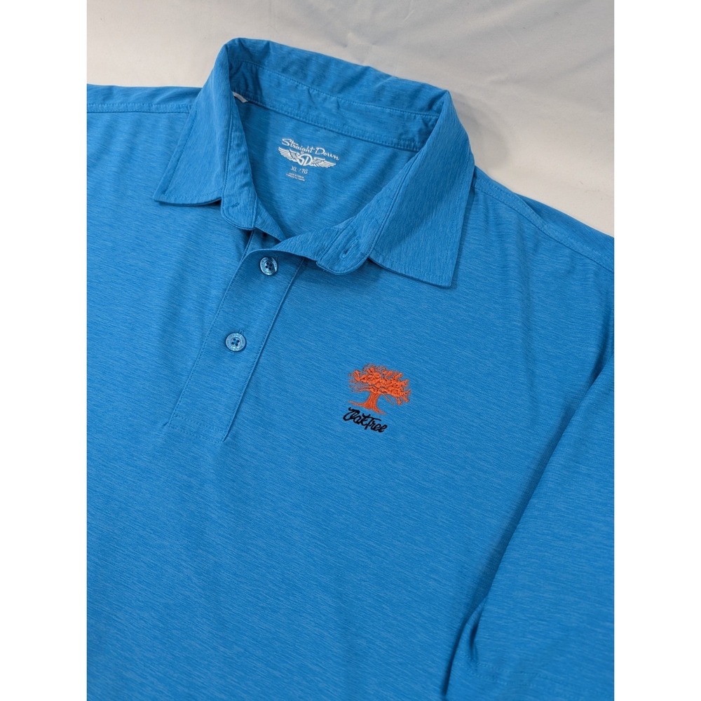 Straight Down Golf Polo Oak Tree National Light Heathered Blue Pullover XL